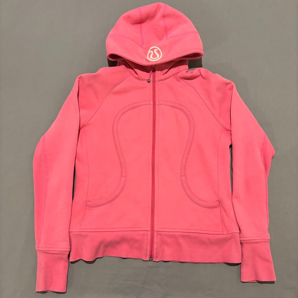 Lululemon Scuba Hoodie Size 10 Pink Solid Full Zip Gym Workout Training